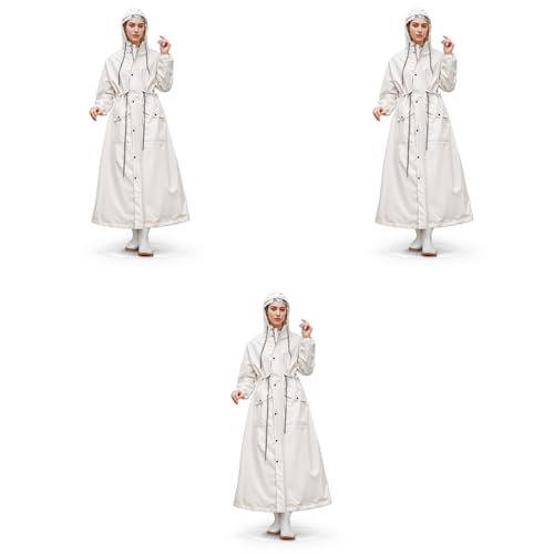 PALAY® Women Rainwear Long Waterproof Raincoat EVA Hooded Coat with Wide Brim Detachable Clear Face Cover Zip Buttons Riding Outdoor Windproof (Length 129CM) 3 PCS PALAY® Women Rainwear Long Waterproof Raincoat EVA Hooded Coat with Wide Brim Detachable Clear Face Cover Zip Buttons Riding Outdoor Windproof (Length 129CM) 3 PCS